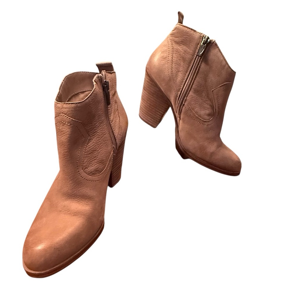 Vince Camuto Brown/Tan Leather Ankle Booties Size 8.5